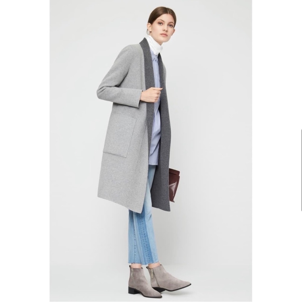 SOLD 💕 Soia & Kyo isadora grey lapel long belted wrap coat maxi duo tone 2 smal